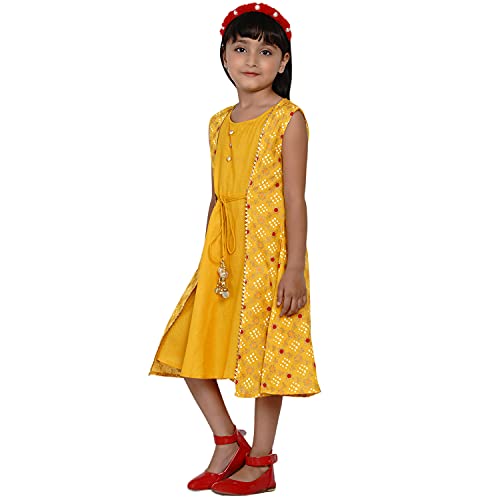 Image of Bitiya By Bhama Girl's Silk A-Line Knee-Length Casual Dress