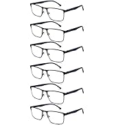 LAURA FAIRY 6 Pairs Reading Glasses for Men,Spring Hinge-Blue Light Blocking Computer UV-Eye Stra...