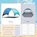 Beach Umbrella with UPF 50+ UV Protection – Compact & Portable Beach Tent Canopy with 360° Ventilation, Wind Ropes & Stakes – Family, Travel, Backyard, Park Shade (Blue, 90.5 * 59 * 53″)