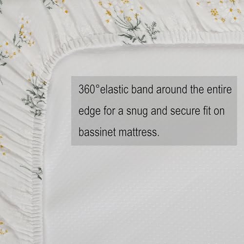 Image of Onacosht Muslin Bassinet Sheets 3 Pack for Baby Unisex, Green Leaf & Cactus