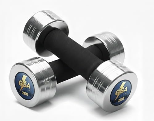 Image of GSA Steel Dumbbells 2kg Set (Pair) / Chrome Plated Dumbbell For Home Gym Exercise And Professional Use /Dumbles For Men And Women Beginners And Advance User (4kg) (2 Kg)