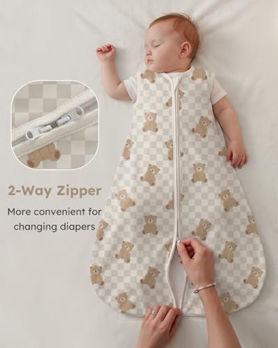 Image of Yoofoss Baby Sleep Sack 6-12 Months Wearable Blanket for Babies 100% Organic Cotton 2-Way Zipper TOG 0.5 Toddler Sleeping Sack 3 Pack, Comfy Lightweight Sleep Sacks
