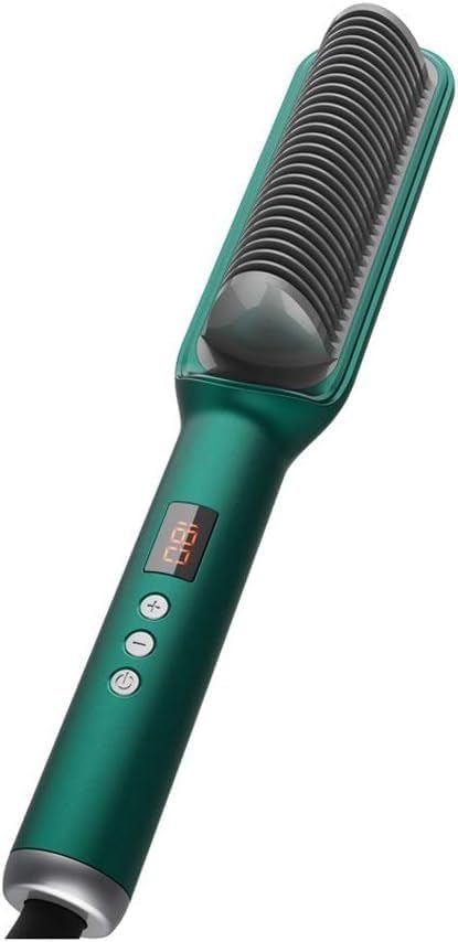 Peine alisador y rizador de cabello con tecnología iónica y cerámica, 3 en 1, para alisar, rizar y cepillar, con pantalla LED y control de temperatura miniatura 1