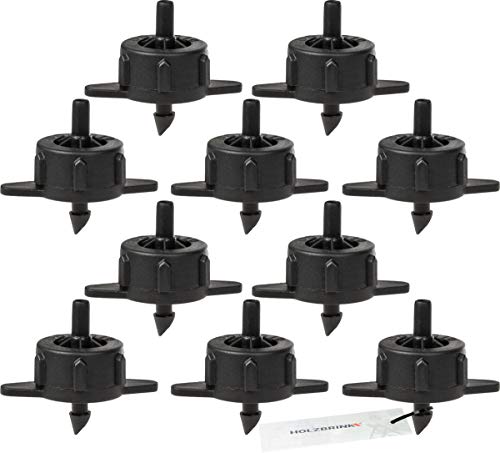 HOLZBRINK Gotero de compensación de presión 4l/h, Presión de Funcionamiento 0,5 – 3,5 Bar, Salida 4 mm, Negro, 10 Piezas