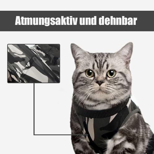 Miniatura 3 de Voarge Traje De Recuperación Para Gatos, Mono Post-Cirugía Para Gatos, Antiparche, Evita Lamerse Después De La Cirugía, Para Usar Durante El Destete Y El Calentamiento, Traje De Recuperación Para