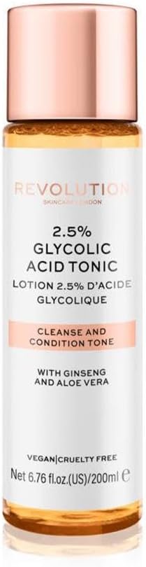 Revolution Skin 2.5% Glycolic Acid Tonic,200ml (Glycolic Acid Toner,Exfoliating, tightening of pores, brightening)