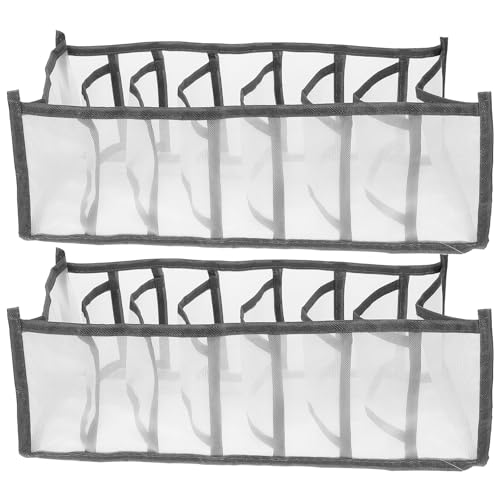 HYTROVE Organizador de Armario Plegable de 2 Piezas para Calcetines y Ropa Interior 7 Compartimentos, Caja de Tela y Malla Adecuado para Closet y Guardarropas