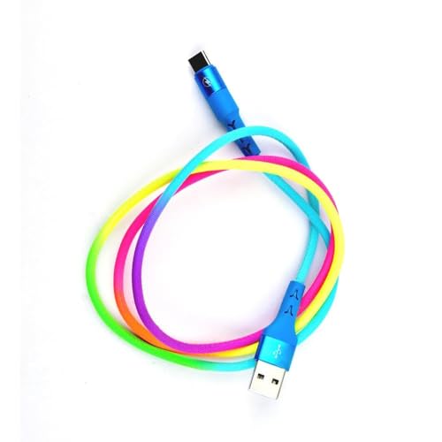 Image of SRUJAN Ultra-Fast Charging Cable USB to Type C | Rainbow Braided PD Fast Charging Cable for Smartphones, Tablets & Laptops | High-Speed Data Cable
