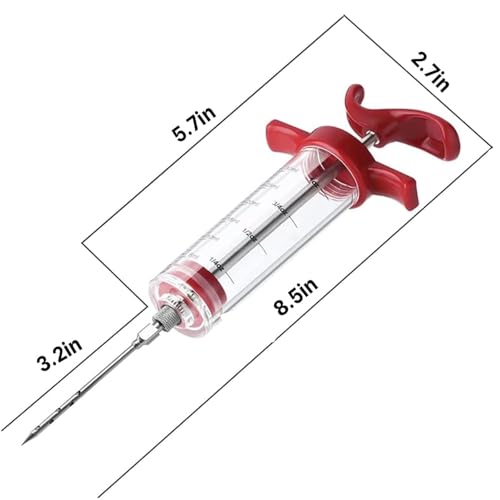 Image of GRILL BUMP Meat Injector Syringe - 3 Marinade Injector Needles for BBQ Grill, Portable Turkey Injector kit for Smoker,Marinades Injector for Meats with 1oz Large Capacity 1 Brush Easy to Use & Clean