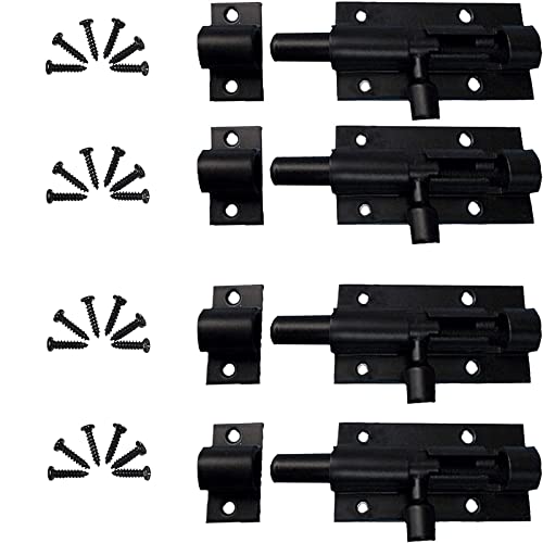 Stahl Türschnalle Für Ranch- & Terrassentüren - Schwarzer Riegel Mit Montageschrauben