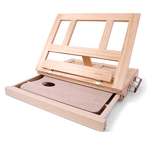 Desk Easel - Table Desk Top Easel Box with Art Supply Storage Drawer