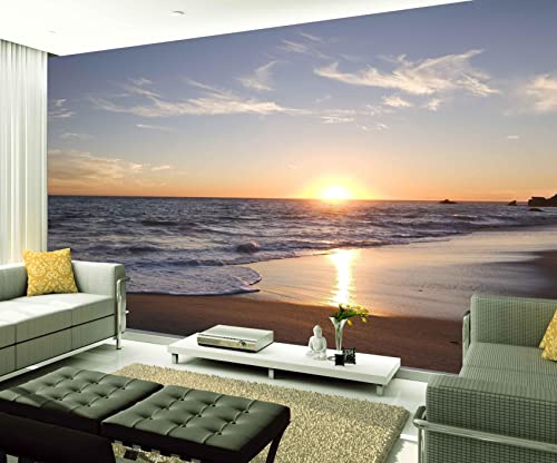 XAONUO Océan Papier Peint Panoramique Coucher De Soleil Océan Paysage 250X175Cm Papier Peint Intissé 3D Effet Poster Geant Mural Personnalisé 3D Pour Salon Chambre Décoration Murale
