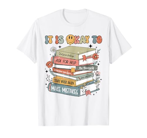 Retro Book It's Ok To - Yellow Mental Health Awareness Meme T-Shirt