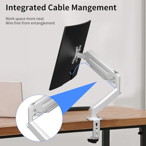 Image of Suptek Monitor Mount Gas Spring Monitor Arm Desk Mount Fully Adjustable Fits 17 20 22 23 24 26 27 inch Monitors Weight Capacity up to 13.2 lbs (White)