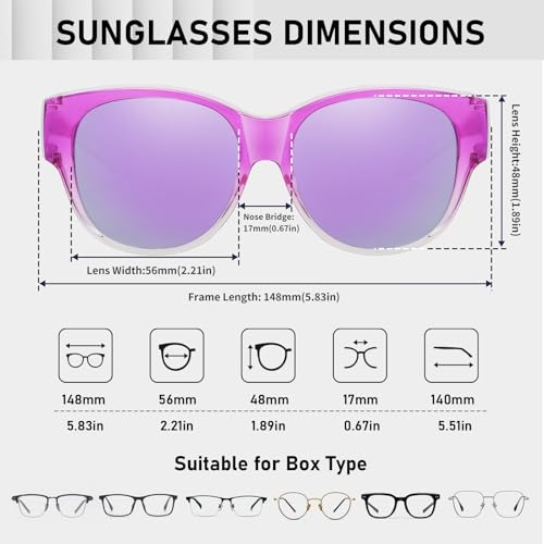 Image of HAOLOTA Fit Over Glasses Sunglasses for Women Polarized | Over Glasses Sun Glasses, UV400 Polarized Lens, Trendy Cat Eye Sunglasses, Lightweight and Flexible, Driving, Daily Use