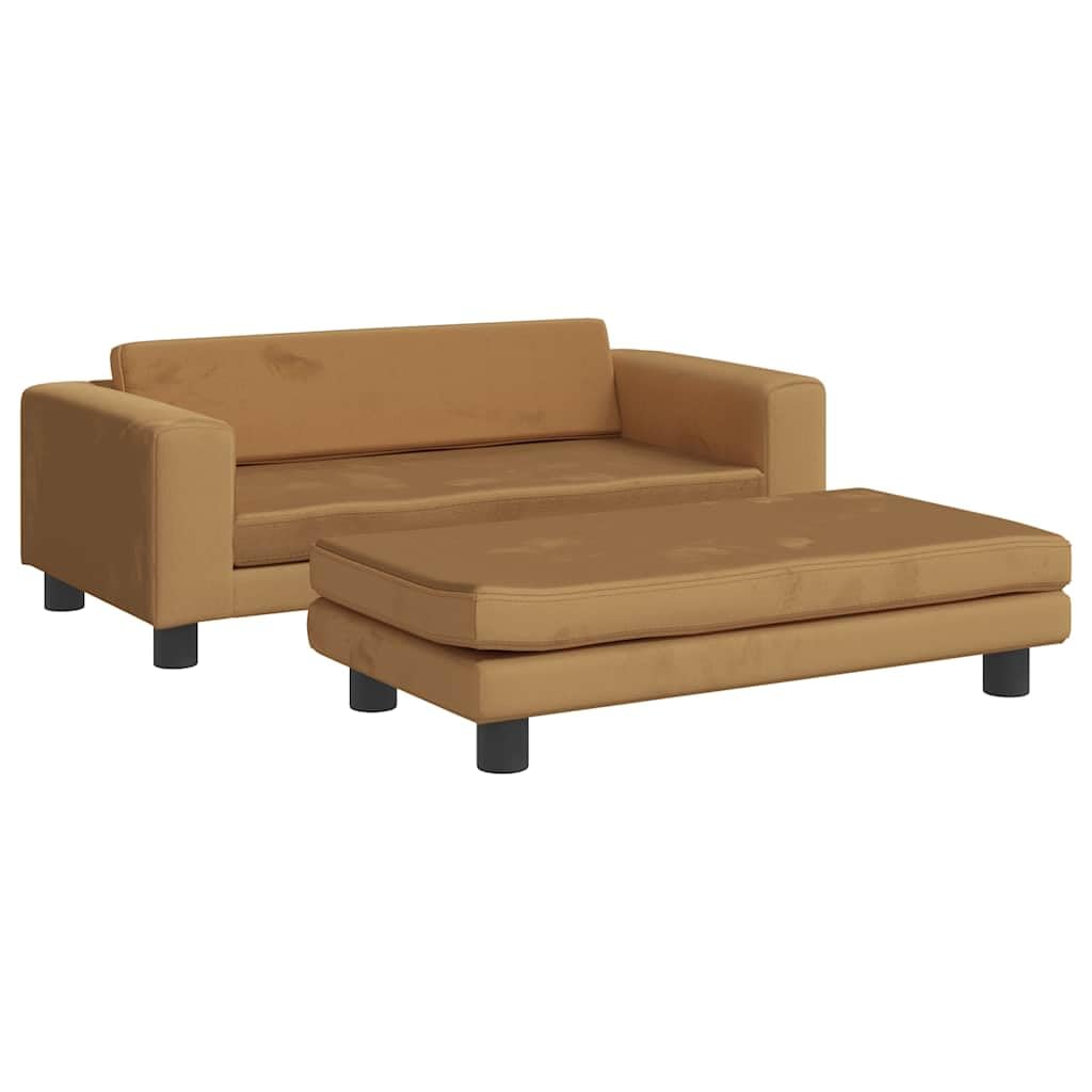 Cama para perros con extensión, sofá para perros, marrón, 100 x 50 x 30 cm, terciopelo, acolchado, sofá reclinable para perros pequeños y gatos, acogedora cama para mascotas