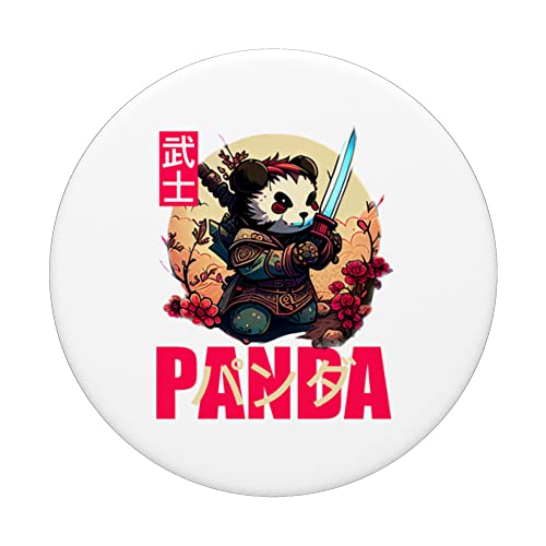Add Samurai Panda to Japan Art. PopSockets Swappable PopGrip, Black - Image 3