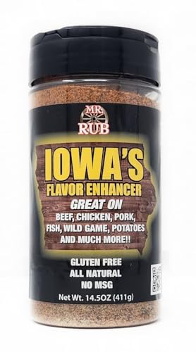 Mr Rub BBQ Seasoning Spice Shaker (14.5oz, Iowas Flavor Enhancer, Great on Everything)