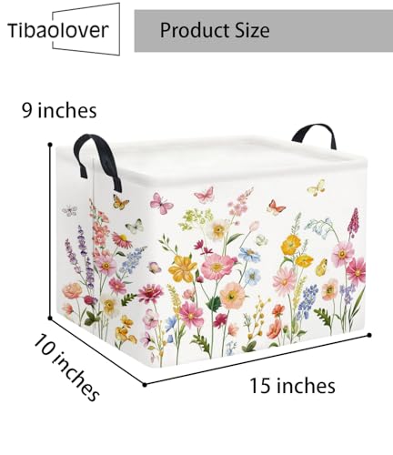 Image of Rectangular Baby Girls Basket Kids Baby Storage Basket Cute Storage Bin Organizer Shelf Book Flower Room Decor(Butterfly Flower)
