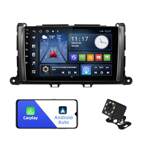 Android 10 Double Din Car Stereo for Toyota Sienna 2011-2014 with 9 Inch Touchscreen Radio Built-in Wireless Carplay/Android Auto/GPS/Bluetooth/FM/AUX-in/Steering Wheel Control Backup Camera