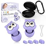 Kids Ear Plugs for Ear Protection Kids 5+, Adults & Small Ears, 4 Sizes Silicone Tips with Safety Cord, 26dB Noise Reduction Earplugs for School, Airplane, Travel, Concerts & Noise Sensitivity