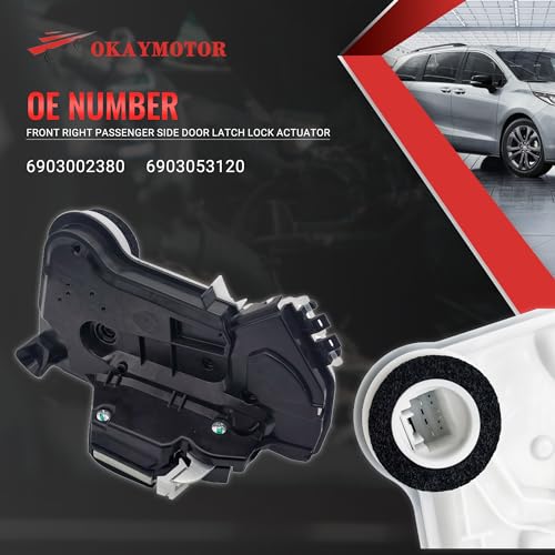 Image of OKAY MOTOR 69030-02380 Front Right Passenger Side Door Latch Lock Actuator for 2014-2023 Toyota Sienna RAV4 Prime Highlander Corolla Cross Camry & Lexus ES250 ES350 RX350 RX350 69030-53120 6903002380