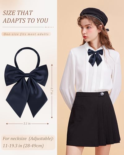 Image of AWAYTR Ladies Adjustable Pre tied Bowtie - Solid Color Bow Ties for Women