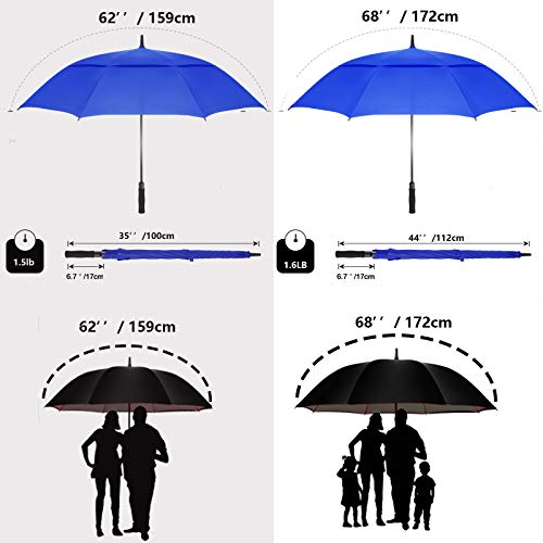 Golf-Umbrella-626872-Inch-Extra-Large-Oversize-Double-Canopy-Vented-Windproof-Waterproof-Umbrella-Automatic-Open-Golf-Umbrella-for-Men-and-Women-and-Family62-inchRoyal-Blue