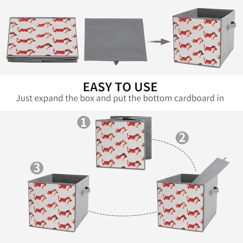 Bac de rangement teckel panier cube ouvert tissu 27cm maison - 5