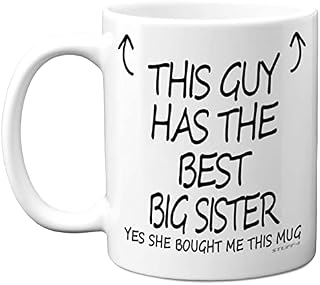 This Guy Has The Best Sis Mug - Brother Birthday Present from Sister, Brother Gifts 11oz Ceramic Dishwasher Safe Coffee Mugs - Birthday, Christmas Day, Secret Santa, Cup - Made in UK Stuff4