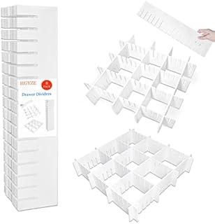 Przegrody do szuflad regulowane 42x9cm, HGYZE Białe przegródki do szuflad, 8 sztuk szuflada kuchenna Organizer Organizer, przegroda Szuflada z tworzywa sztucznego Sypialnia Komoda Szafa Biuro Łazienka