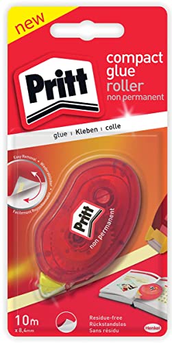 Pritt Roller de Colle Compact, Colle repositionnable, résultat Ultra propre - 10 m de Bande, largeur 8,4 mm