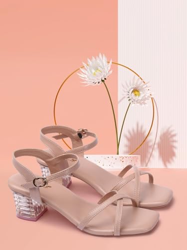 Image of Longwalk Women's Cross Strap Sandal, Transparent Heel Sandal for Girl's