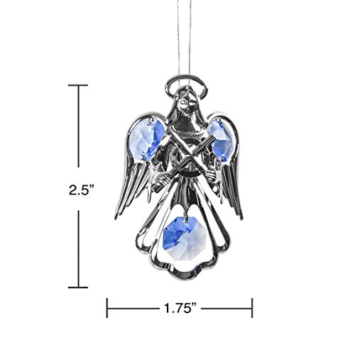 Mascot - Hanging Sun Catcher Or Ornament Angel Holding Cross With Blue Swarovski Austrian Crystals - Christmas Ornaments For Home Decor And Christmas Tree Decoration #TOP6