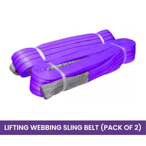 Image of Shield Flex Heavy Duty Polyester Lifting Sling Belt (Pack of 2) | Flat Webbing Belt for Material Handling, Towing, Construction & Industrial Use (1 Ton 2 Mtr)