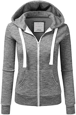 DOUBLJU Lightweight Thin Zip-Up Hoodie Jacket for Women Girls Kids with Plus Size