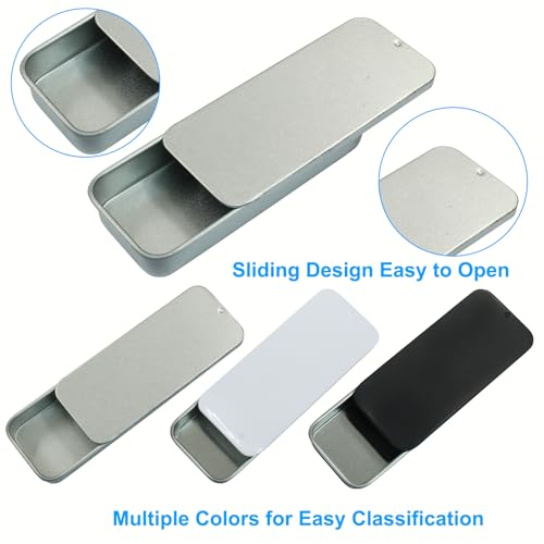 Image of 3 Pcs Mini Metal Tin Box Containers with Lids, Small Metal Slide Top Tin Empty Containers for Candies Jewelry Pills Storage Kit