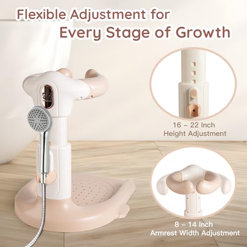 Image of Baby Shower Stand 2025 Upgraded, Ergonomic Baby Standing Bath Support, Freely Adjustable Toddler Shower Stand, Anti-Slip Baby Bath Stand Toddler Bathtub for Shower, Ideal Gifts for Infants
