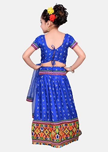 Image of AHHAAAA Kids Ethnic Cotton Blend Radha Dress Lehenga Choli Chania Choli Set Baby Girls Red