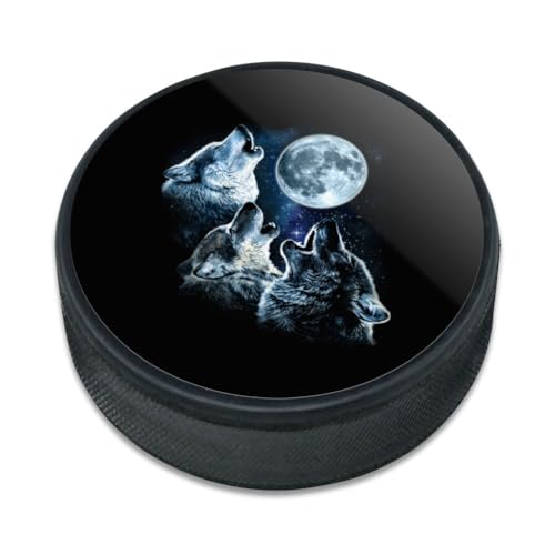 GRAPHICS & MORE Howling at the Moon Wolf Pack Ice Hockey Puck