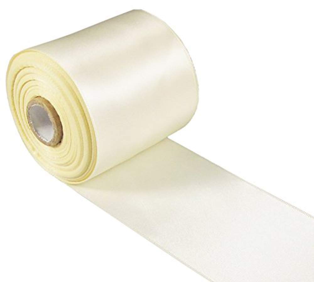 Q-YO Double Faced Satin Ribbon for Hair Bows, Dance, Floral Designs, Gift Wrapping, Sewing, Decoration Christmas Tree Wedding Dining Tables (20yd 3" Satin Ribbon-Ivory)