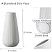 Luxury White Ceramic Vase, Modern Ribbed Fluted Design, Flower Vase for Home Decor, Cute Vase for Pampas Grass, Living Room, Dining Table, Farmhouse, Office, Bedroom, Kitchen Shelf