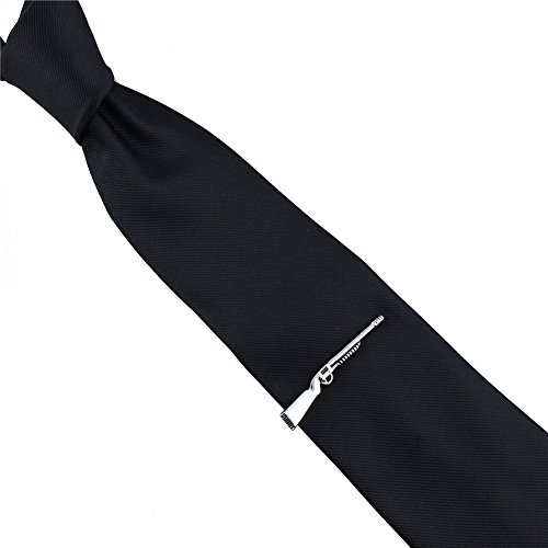 Hawson Silver Tie Clip Bar Pin For Men Extra Long Necktie For Casual Party Occasion 2.2 Inch Accessory (Gun) #TOP4