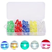8mm LED Leuchtdioden, Rundkopf 100 Stück 5 Farben 8mm Led Diode, LED Sortiment Kits für wissenschaftliche Projekte, DIY-Projekte (8 mm 100 Stück)