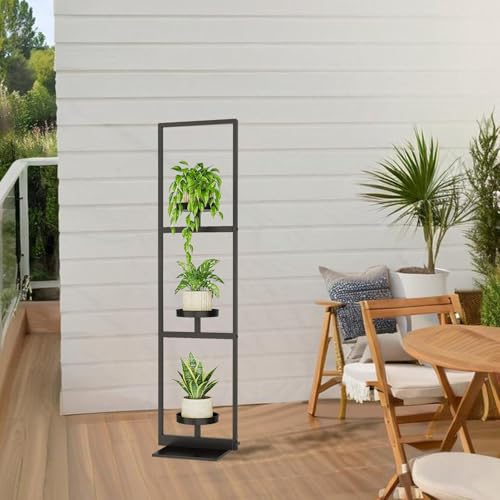 Support de fleurs pour pots et plantes d'intérieur : étagère d'angle 3 niveaux en métal - 5