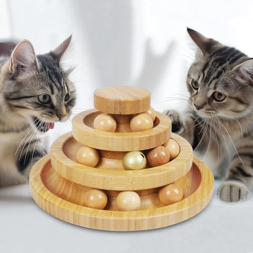 Cat Ball Track - 3-Level Cat Ball Tower with 9 Removable Balls fo...
