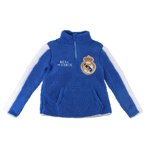 CERDÁ LIFE'S LITTLE MOMENTS Jersey Sherpa Fleece Real Madrid Niños – Sudadera Oficial de Estar en Casa, Diseño Exclusivo con Escudo Suéter,4 años
