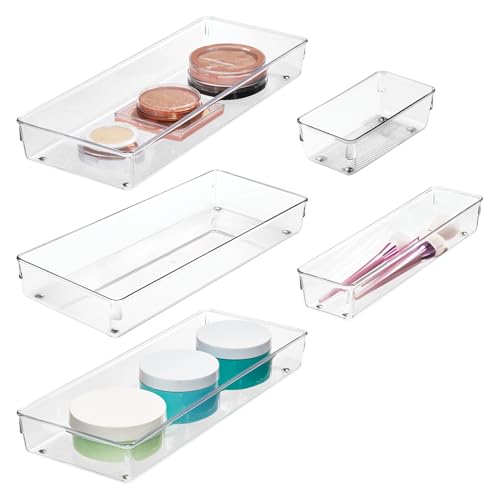 iDesign Recycled Plastic 5-Piece Kitchen Drawer Organizer Set - Linus Collection - Clear