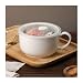 Produktbild HANSULAN Groß Suppentassen Kaffee Tassen Mit Henkel, 1000 ml Keramik Suppenschüsseln Breit Haferflocken Frühstückstasse Für Kaffee Milch Eiscreme Getreide Teetassen-mit Deckel-1000ml
