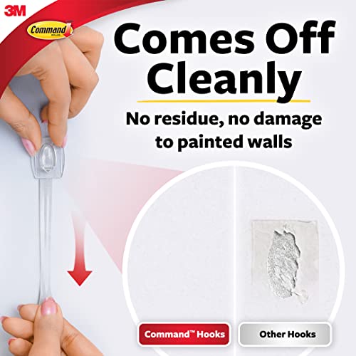 3M Command Clear Mini Wall Hooks, holds 225gms, no paint damage, Holds Strongly, Adhesive hooks for wall, Reusable, Multi-surface (Transparent, 6 hooks, 8 strips)